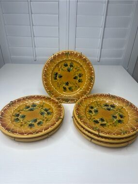 Hand Painted Cedre Rouge from Romancing Provence Collection set of (6) 8” plates